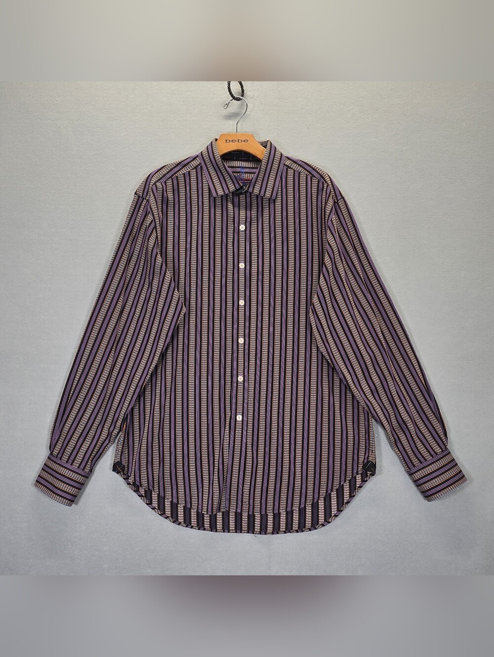 Robert Graham Men's Long Sleeve Button Up Multicolor Striped Flip Cuff Shirt XL